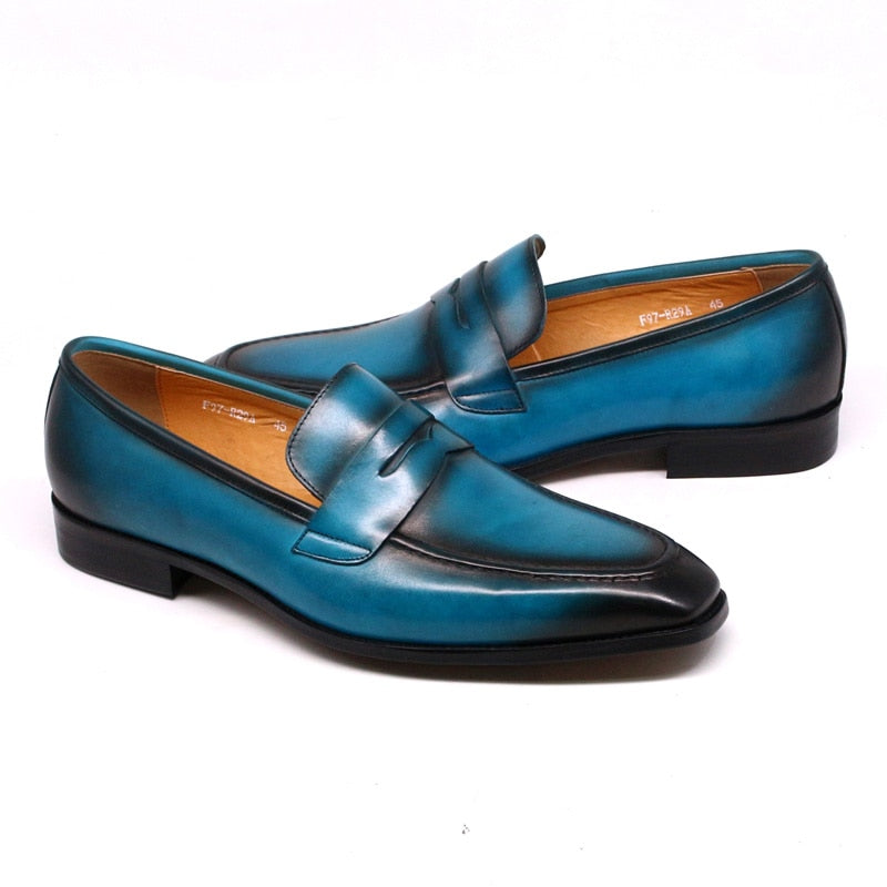 handmade genuine leather penny loafer dress shoe