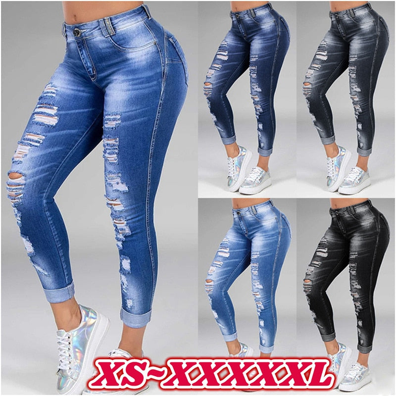 Washed Ripped Jeans Women S-5XL