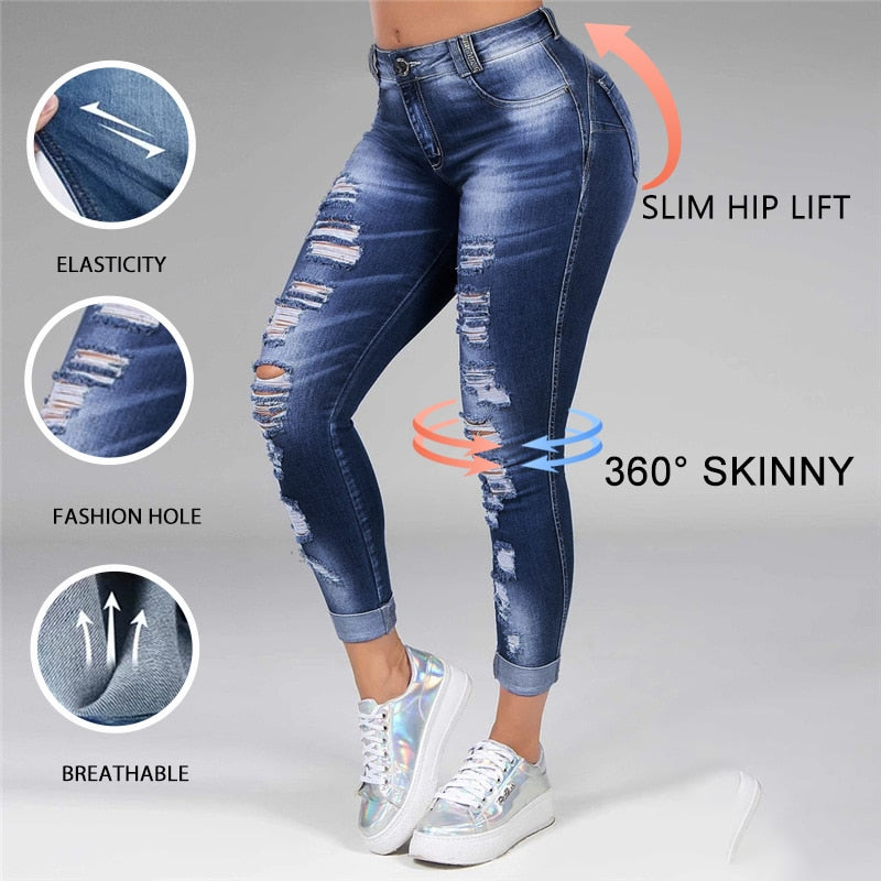 Washed Ripped Jeans Women S-5XL