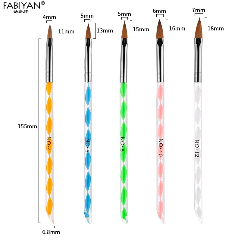 5Pcs/set 11/13/15/17/19mm Nail Art Crystal Brush