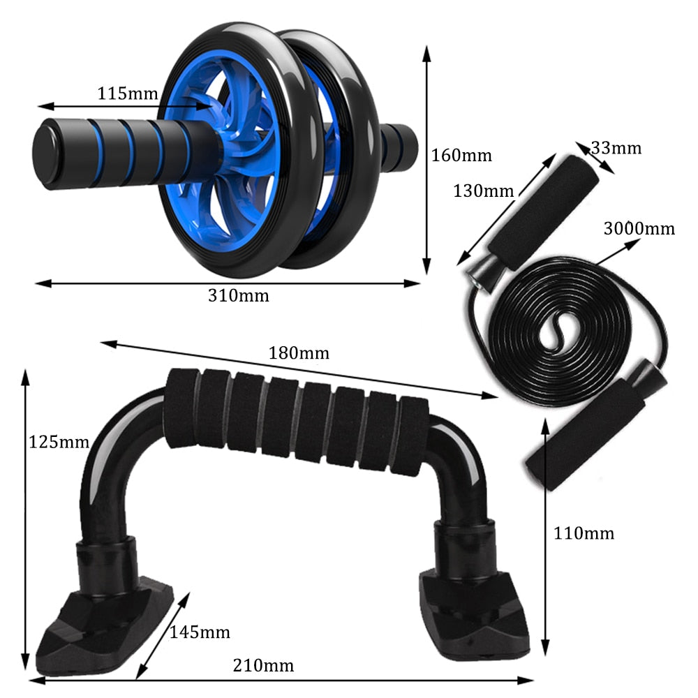 Ab Roller Trainer with Push UP Bar Jump Rope