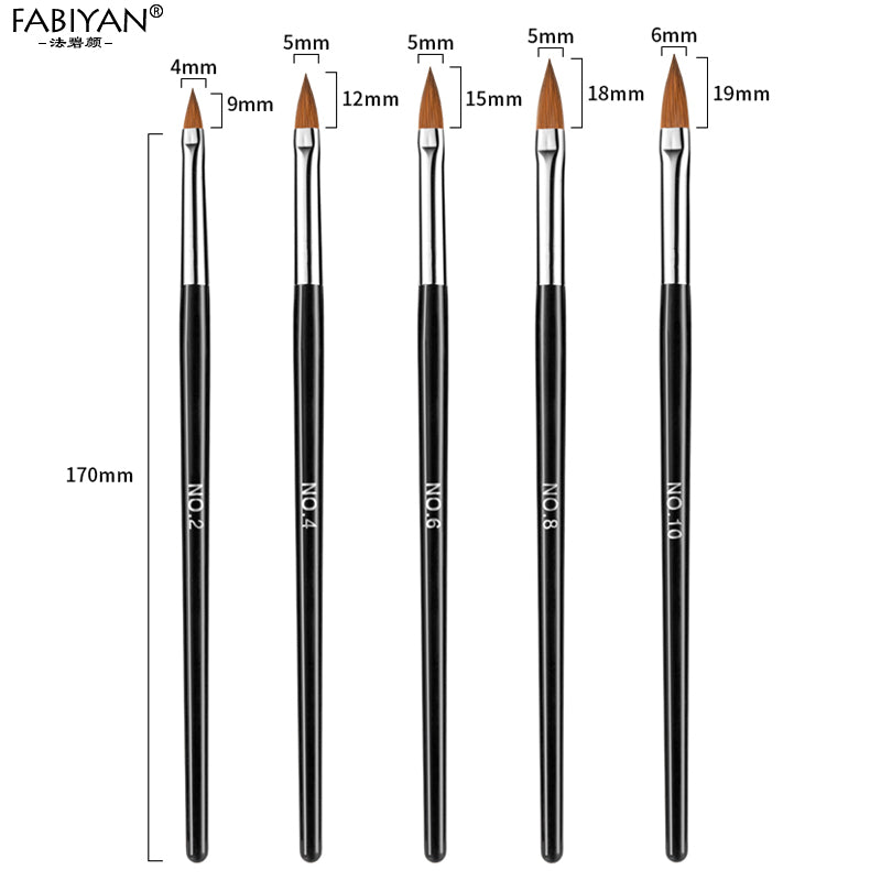 5Pcs/set 11/13/15/17/19mm Nail Art Crystal Brush