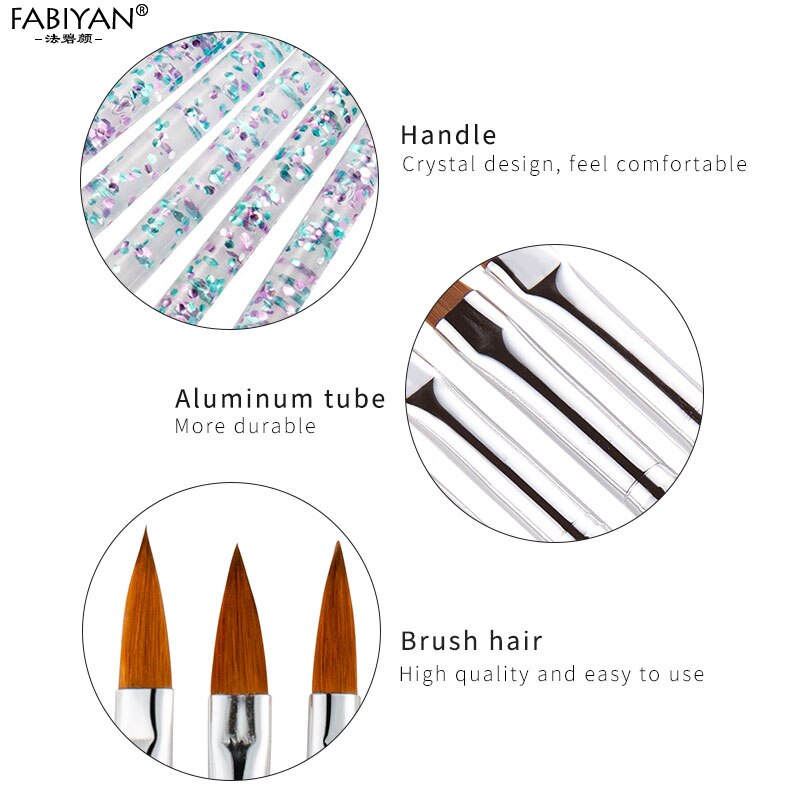5Pcs/set 11/13/15/17/19mm Nail Art Crystal Brush
