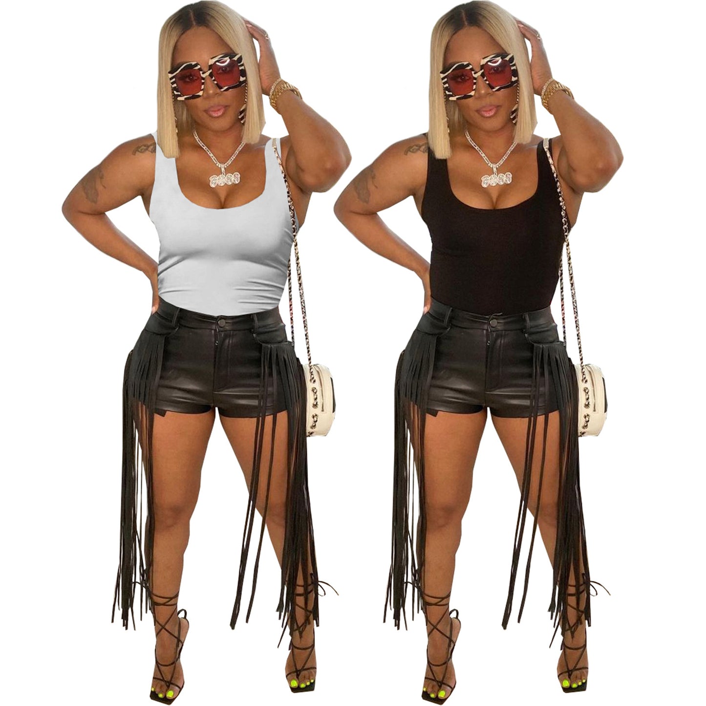 Leather Fringe Shorts