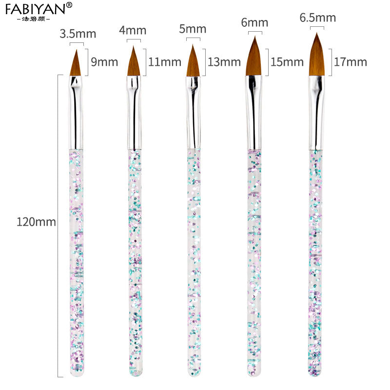 5Pcs/set 11/13/15/17/19mm Nail Art Crystal Brush